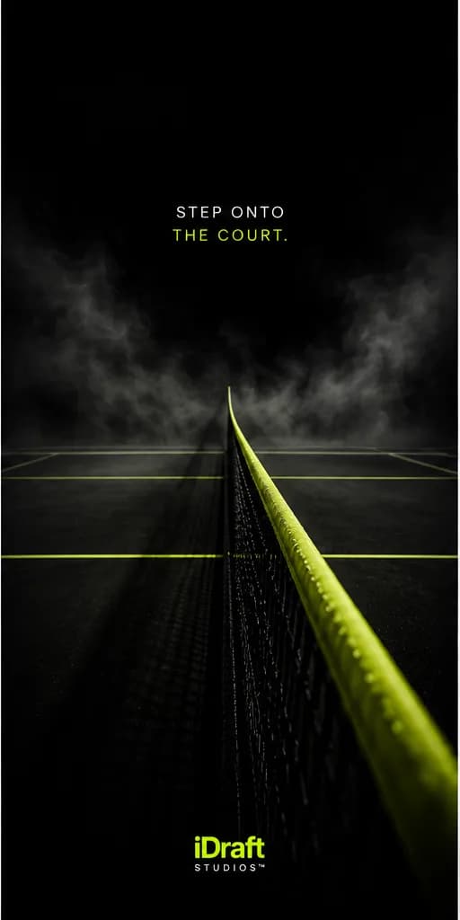 Step onto the court — iDraft Studios night-court poster